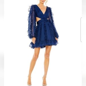 Mac Duggal Navy Ruffle Cocktail Dress